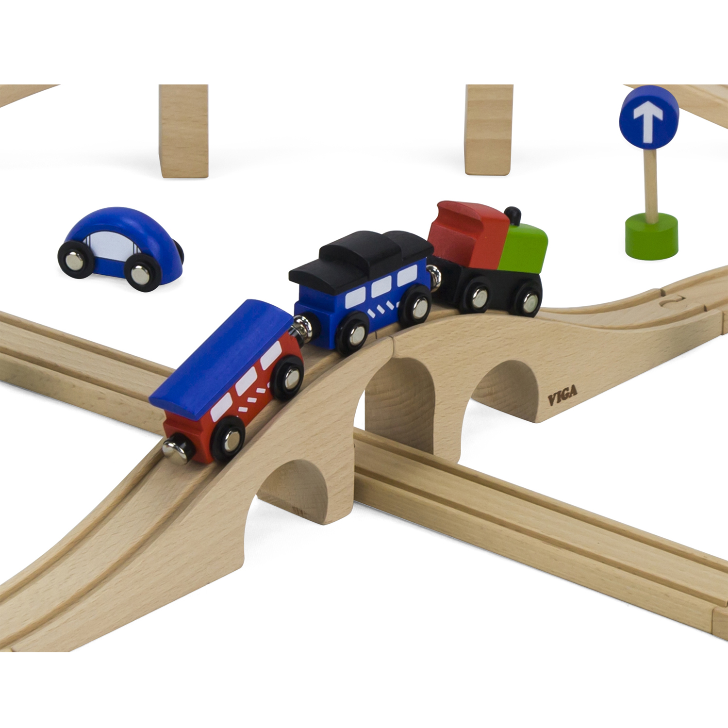 Viga wooden store train set